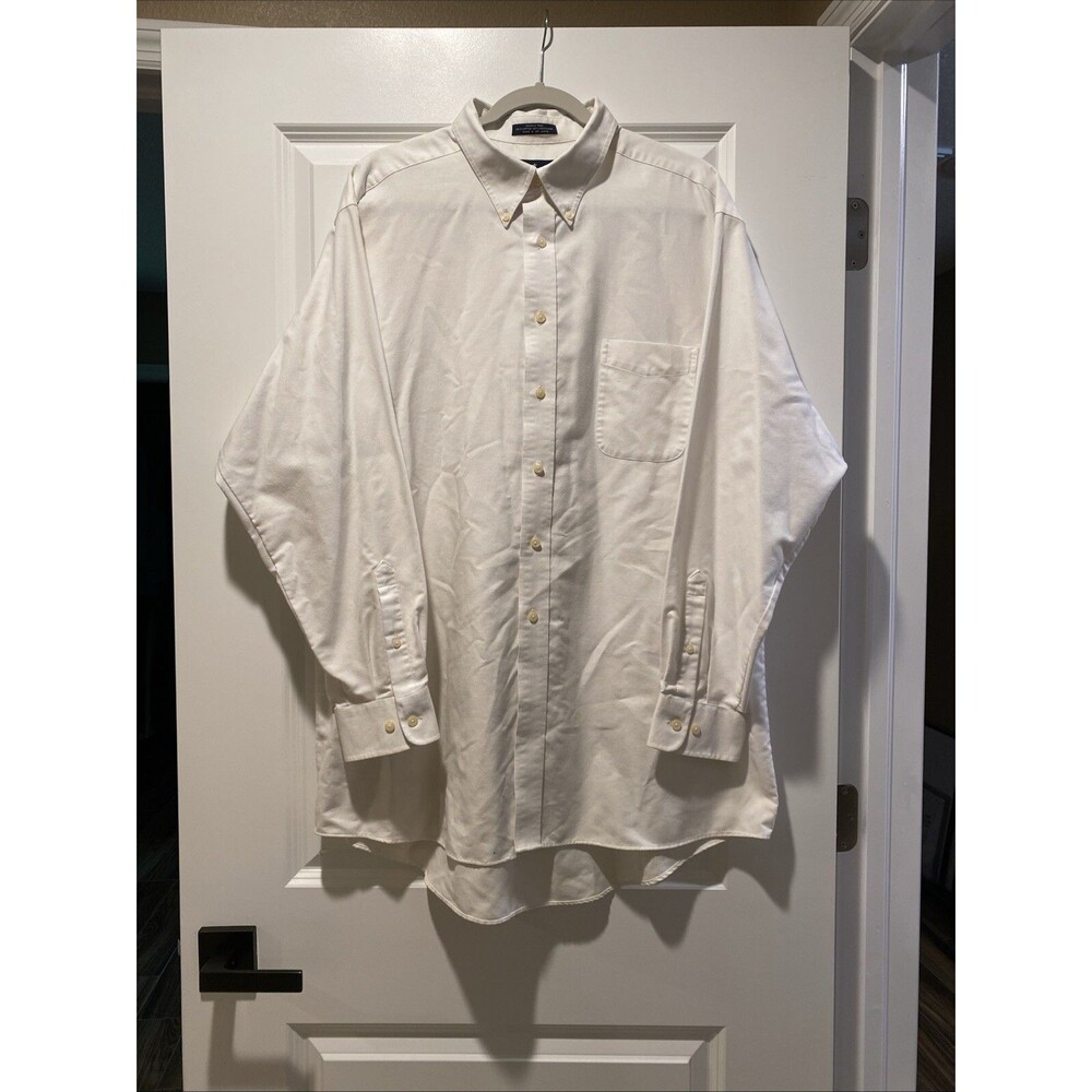 Vtg Barrington 17.5 - 34/35 Wrinkle Free Oxford Shirt White Button Up